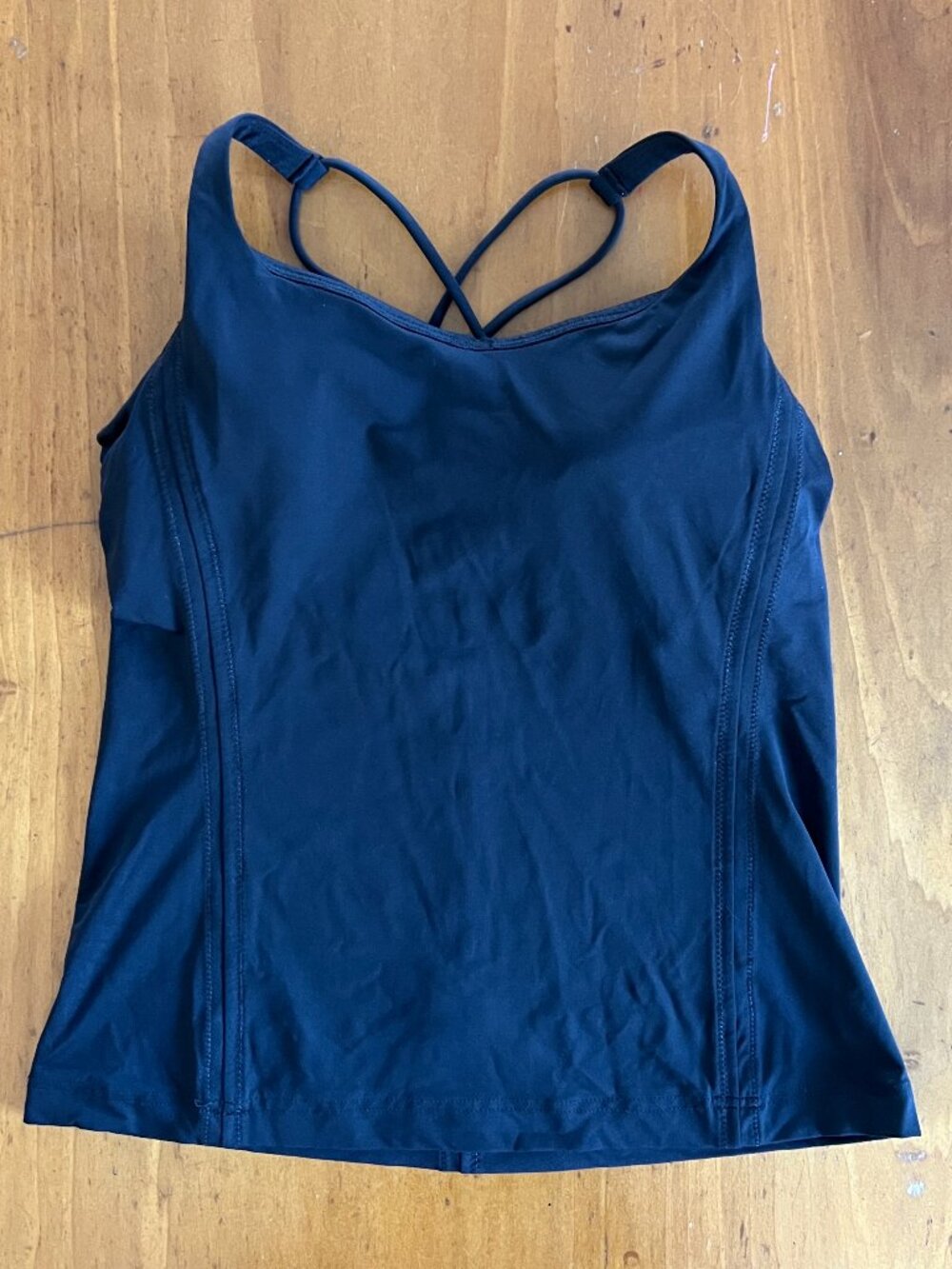 Lululemon Black Built In Bra Criss Cross Back Athletic Tank Top